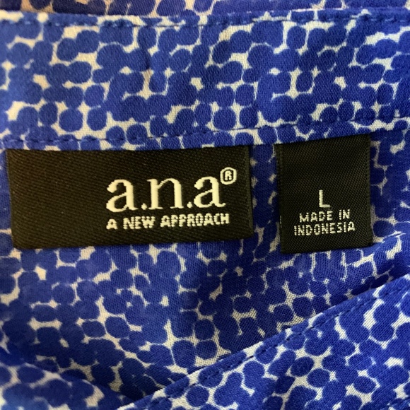 ana Blue White Print Sheer Long Sleeve Top Women's Size L Casu… - Picture 8 of 10